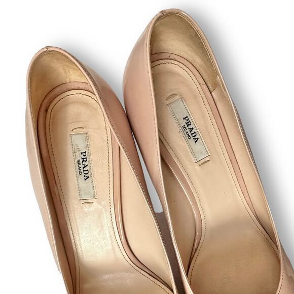 Prada Nude Patent Leather Platform Heels Size 7.5 or Euro 38 - Picture 8 of 10